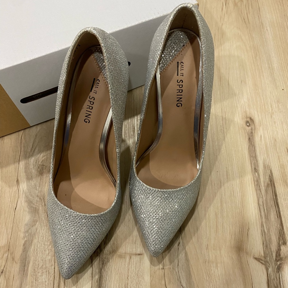 Call It Spring, Sparkly Silver Pump, Size 6, Worn Once